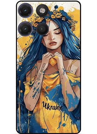 Чехол силиконовый бампер для motorola moto g17 с рисунком зсу украинка боец