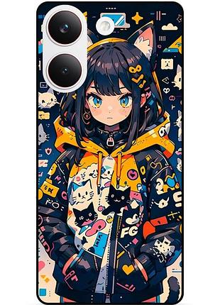 Силіконовий бампер чохол для xiaomi poco x8 pro з малюнком котики аніме