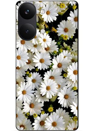 Чехол силиконовый бампер для xiaomi poco x8 pro max с рисунком ромашки цветы