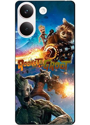 Силіконовий чохол бампер для xiaomi poco x8 pro rocket groot ракета грут стражі галактики