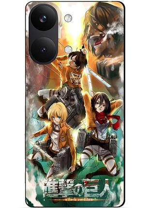 Силіконовий чохол бампер для xiaomi poco x8 pro max з малюнком атака на титанів attack on titan