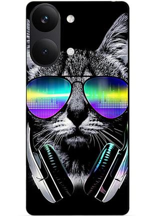 Силіконовий чохол бампер для xiaomi poco x8 pro max з малюнком музичний кіт