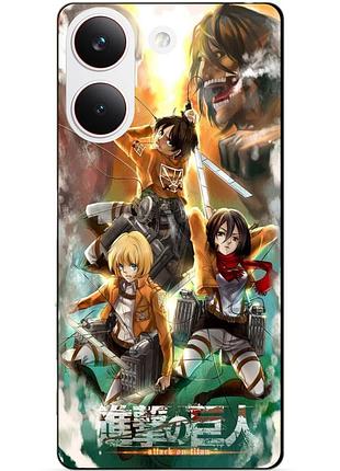 Силіконовий чохол бампер для xiaomi poco x8 pro з малюнком атака на титанів attack on titan