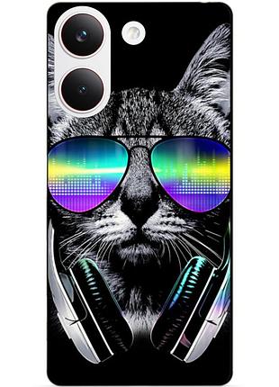 Силіконовий чохол бампер для xiaomi poco x8 pro з малюнком музичний кіт