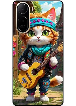 Силіконовий бампер чохол для xiaomi redmi a7 pro з малюнком котик з гітарою