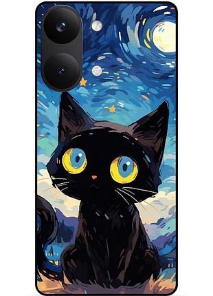 Силіконовий бампер чохол для xiaomi poco x8 pro max котик ван гог зіркова ніч