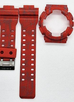 Ремешок + безель (рант) для ga-100 / ga-110 / ga-120 / gd-100 / gd-120 / gax-100 / gls-100 матовый красный