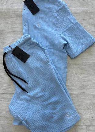 Мужские шорты из муслина calvin klein blue