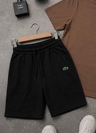 Мужские черные шорты двунить lacoste black
