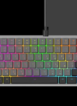Дротова механічна клавіатура gamepro mk141r red switch low profile dark gray rgb