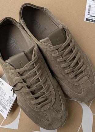Кеды мужские кожаные zara, цвет хаки, 40 р