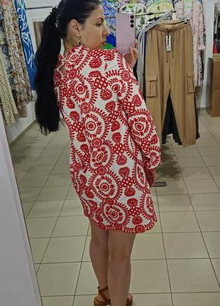 Платье shein мини бело-красная вышивка s-m 9