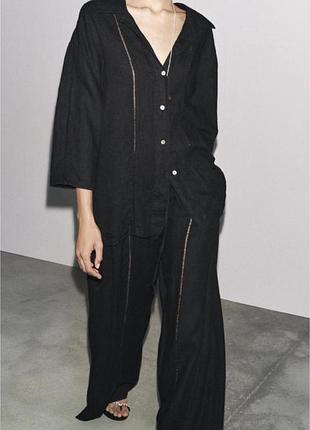 Zara  лляна сорочка оверсайз