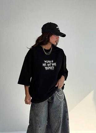 Жіноча чорна літня футболка з принтом, s,m, l, xl, щільний кулір туреччина