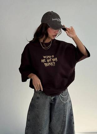 Жіноча літня шоколадна футболка з принтом, s, m, l, xl, щільній кулір туреччина