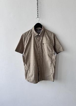 Трекінгова сорочка аутдор the north face men's m short sleeve plaid hiking shirt ventilation tech khaki m