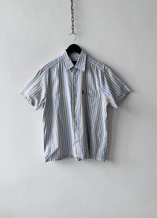 Сорочка mulberry london mens short sleeve shirt size l 16 41 striped cotton casual preppy
