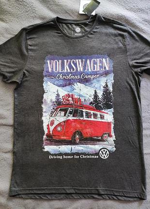 Футболка чоловіча мерч volkswagen нова з білками розмір l сіра