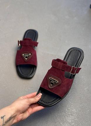 Шлепки замшевые