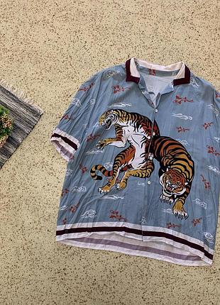 Hawaii overprinted tiger shirt сорочка з тиграми чоловіча ed hardy streetwear y2k japanese shirt men’s