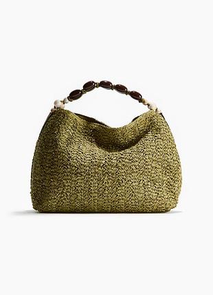 Сумка жіноча хакі соломʼяна zara new