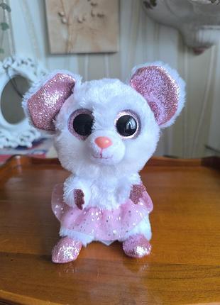 Оригінальна м'яка іграшка ty beanie boo's мишка ніна балерина / nina