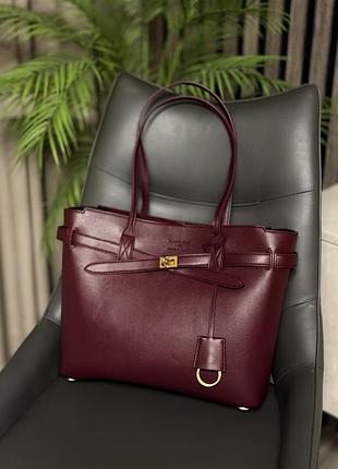Велика жіноча сумка бордова бургунді balenciaga rodeo bel air toute