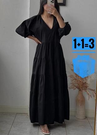 🥰 довга базова чорна сукня zara m