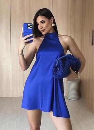 Атласна жіноча сукня zara на завʼязках, сукня з відкритою спинкою zara
