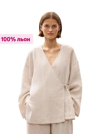 Oysho.  100% льон.  сорочка  на запах