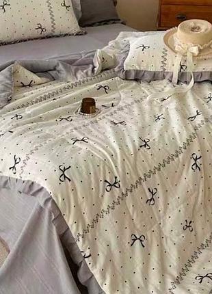 Постельное белье евро с летним одеялом из муслина colorful home print 2 20228 220х240 см