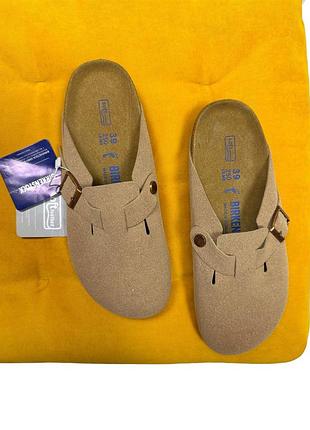 Birkenstock жіночі шкіряні замшеві сабо шльопанці з закритим передком мягка підошва soft оригінал