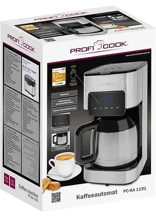 Крапельна кавоварка profi cook pc-ka 1191 | нержавіюча сталь | кавник- термос | сенсорна панель