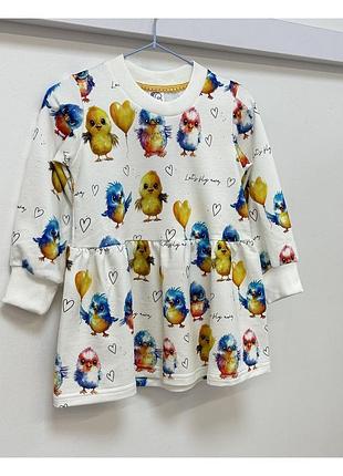 Комбинированное платье с птичками без утепления no brand (381584061)