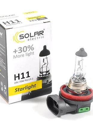 Галогеновая лампа solar h11 24v 70w pgj19-2 starlight +30%