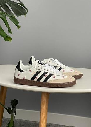 Жіночі кросівки adidas samba white floral embroidery