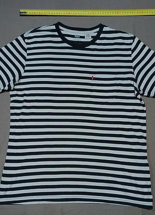 Плечі 45 см levis supima size l  175/96a  в смужку щаслива   футболка з карманчиком  pc9-29813-0038