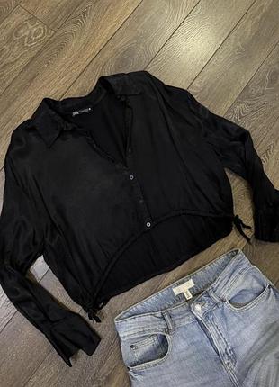 Укорочена атласна сорочка zara xs
