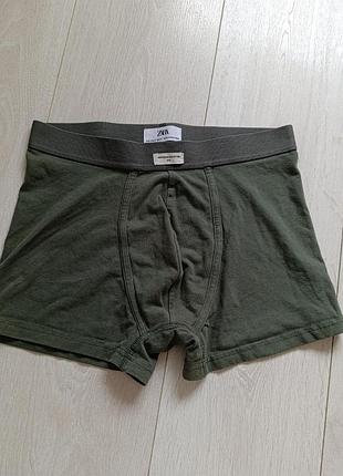 Зеленые трусы мужские базовые боксерки коттоновые zara s c 8 36 44