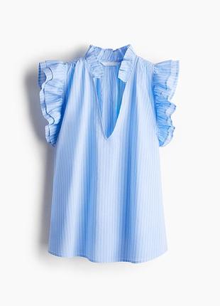 Легкий смугастий топ з рюшами  h&m