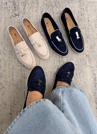 Лоферы женские темно синие loropiana