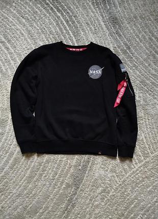 Чорний світшот alpha industries з стрічкою