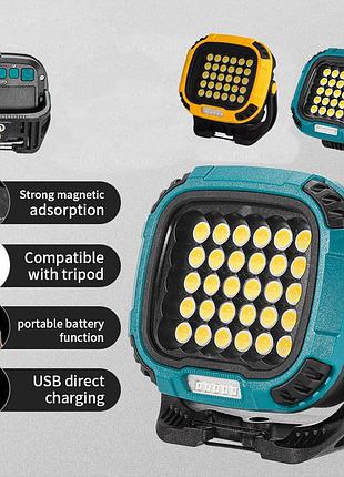 Прожектор фонарь для кемпинга w893-1-30cob(white+yellow)+5smd(red) power bank jv-66