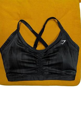 Gymshark женский серый спортивный топ бра со сборками оригинал