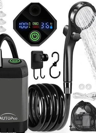 Портативний душ із насосом на акумуляторі maxflow 6000 ma із зарядкою від usb.