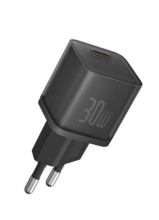 Адаптер питания baseus p10162504113-00 gan5s 30w с поддержкой быстрой зарядки pd и qc, черный