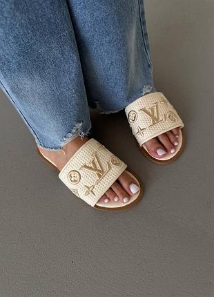 💕 женские тапочки lo uis vuitto n light cream slides (9) 🩷