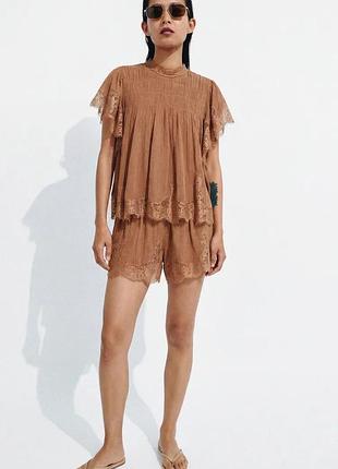 Топ zw collection с кружевом и воланами