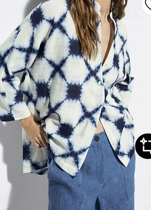 Відмінна котонова сорочка  літній кардиган в принт massimo dutti