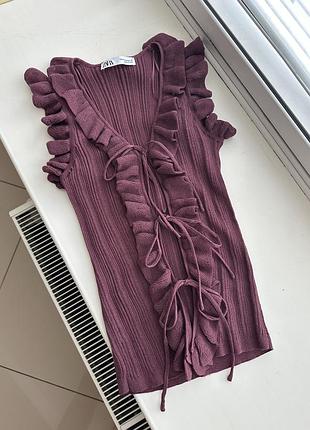 Топ сливового кольору на зав’язках zara